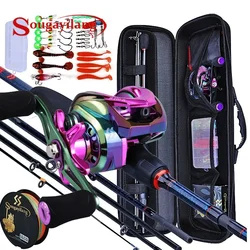 Sougayilang Travel Carbono Kit Caña y Carrete de Viaje