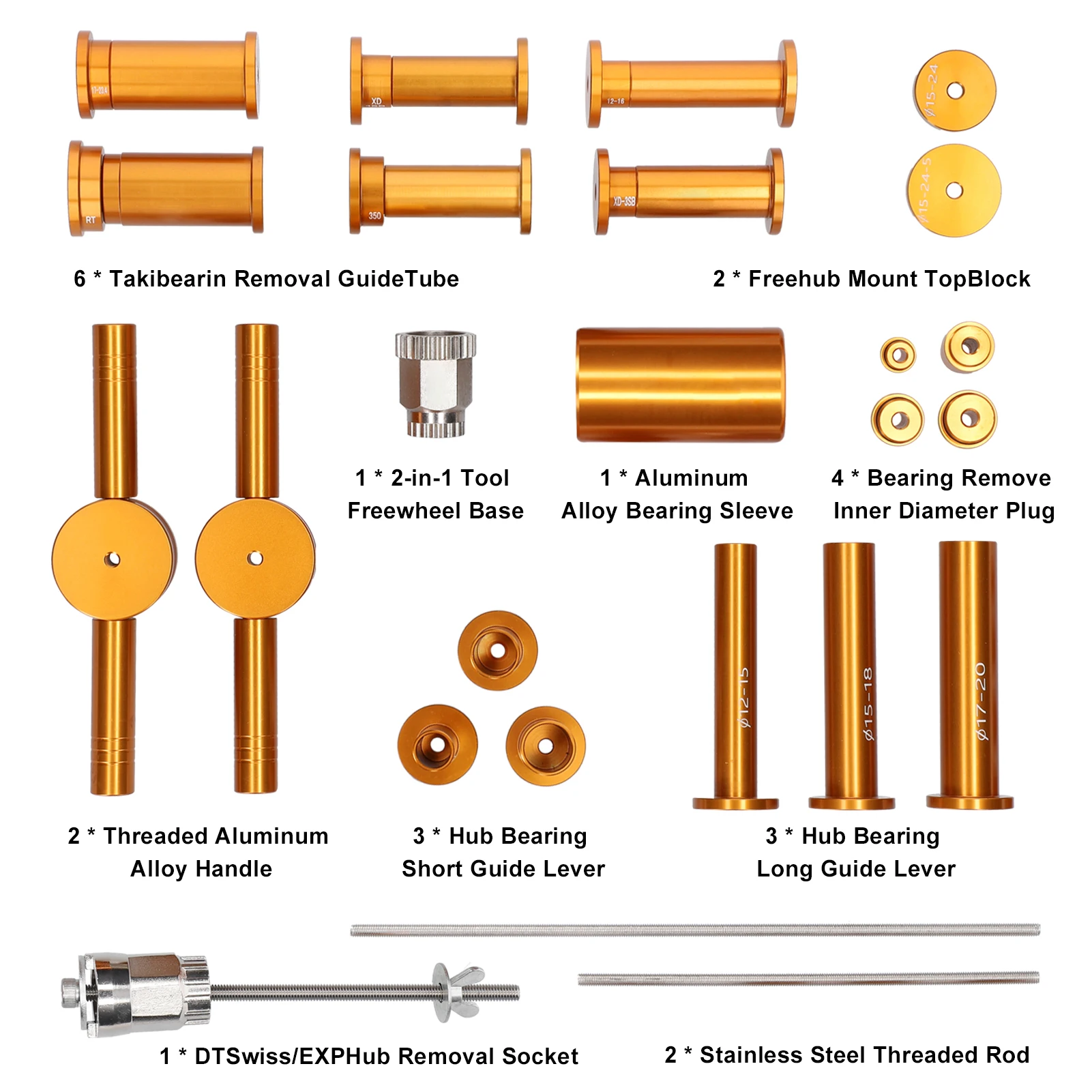 Kit de herramientas de reparación de trinquete para bicicleta, juego de herramientas de extracción de instalación de cojinete de cubo de eje pasante, liberación rápida - imagen 3