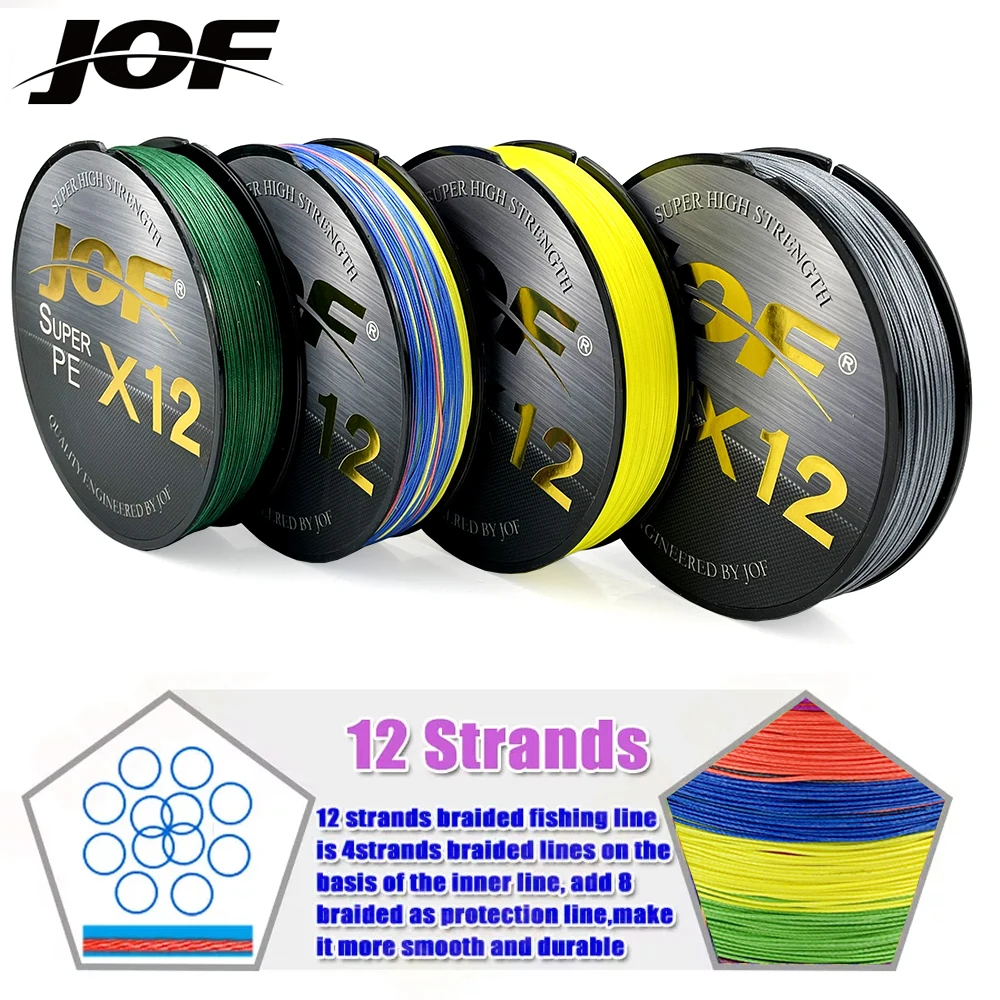 Línea de pesca JOF marca 12X 300M 12 hebras línea de pesca trenzada línea de PE multifilamento para pesca de carpa 25-92LB 0,14 MM-0,4 MM - imagen 5
