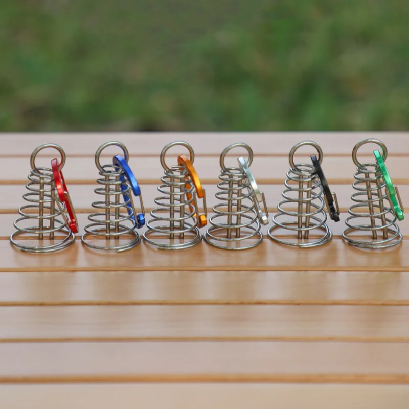 Clavo para cubierta de acampada, hebilla de cuerda fija de acero inoxidable para tienda de campaña, gancho de madera, cuerda de viento de resorte, hebilla de cuerda de pulpo para acampar al aire libre - imagen 5