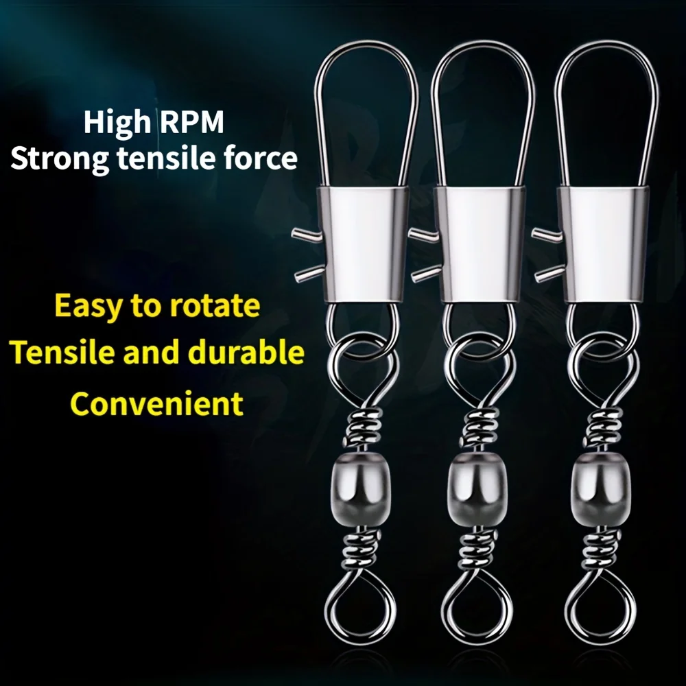 JSFUN 50 Uds conector de pesca giratorios Pin de enclavamiento rodamiento giratorio Snap anzuelo carpa accesorios de señuelo de pesca - imagen 5