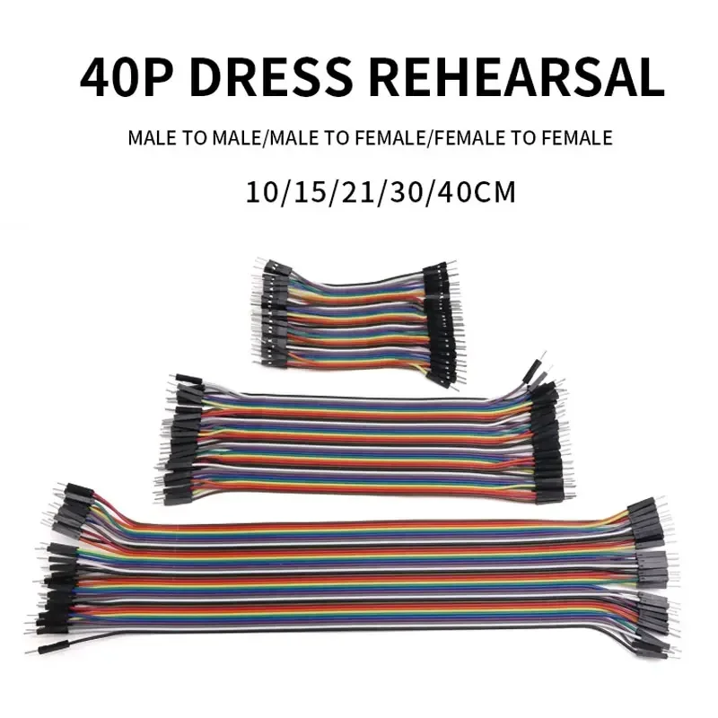 Cable de puente de 40 Pines, 2,54mm, 10, 15, 21, 30, 40cm, macho a macho, hembra a hembra, Kit de Cable integrado, línea de electrones DIY Arduino - imagen 2