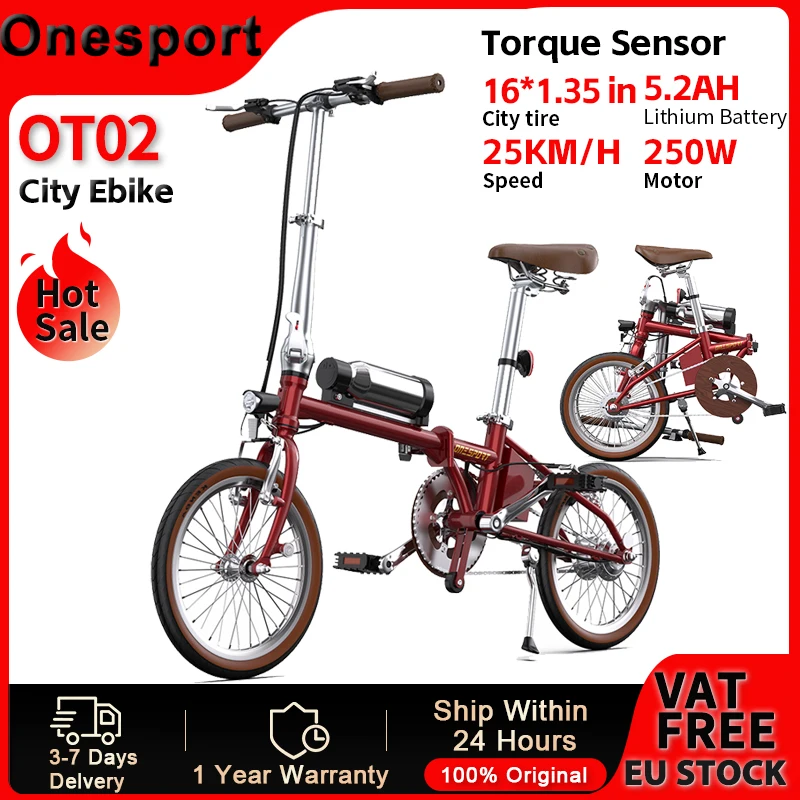 Onesport OT02 Bicicleta Eléctrica Urbana Plegable – Mini E-bike 250W