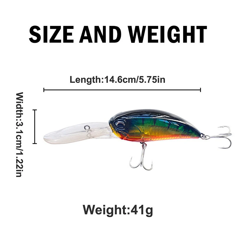 Crankbait 41g 14,6 cm lengüeta larga para lucio y lubina - imagen 2