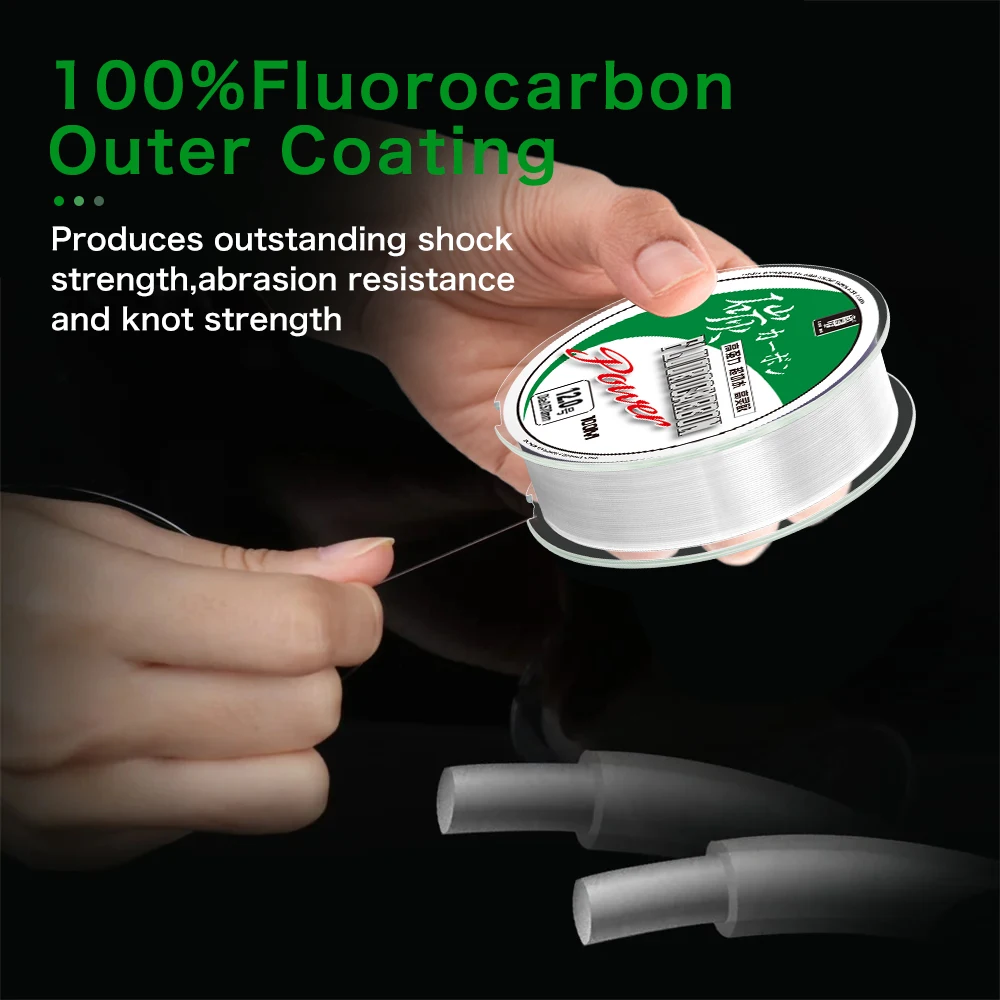 ZUKIBO-sedal de pesca de fluorocarbono, superfuerte monofilamento de 50m, 100m y 100% m, línea de pesca de carpa, línea líder de fibra de carbono de Japón, 2-85LB - imagen 5