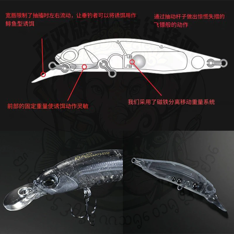 DUO JAPÓN REALIS ROZANTE 77SP 63SP Suspensión Tiro Parada Mino Perch Boca Señuelo Cebo duro - imagen 2