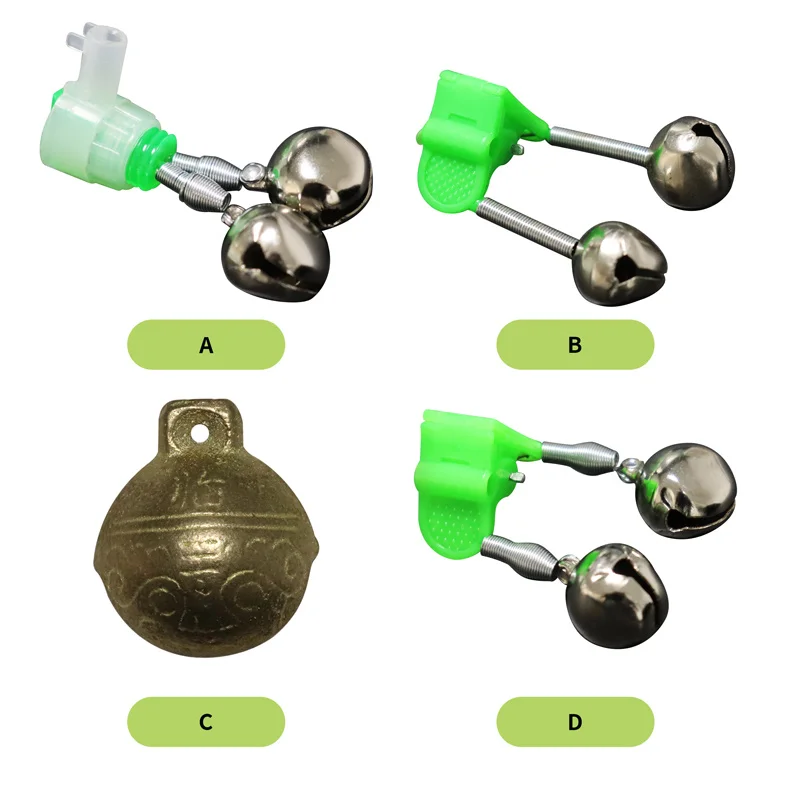 ZYZ 4 Uds alarmas de picadura de pesca campanas de caña de pescar campanas de punta 4 tipos de indicadores de picaduras de pescado de caña de pescar - imagen 2