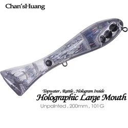 Chan'sHuang Señuelo de superficie sin pintar con holográfica interior