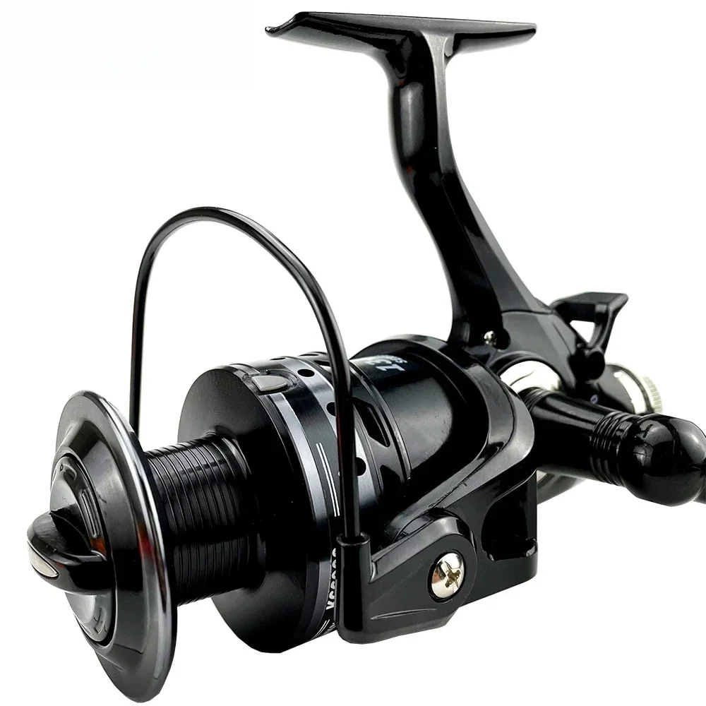 Carrete de pesca giratorio con freno delantero y trasero, bobina de Metal, arrastre máximo de 10Kg, 5,2: 1, alta velocidad con línea, aparejos de pesca serie 3000-6000 - imagen 3