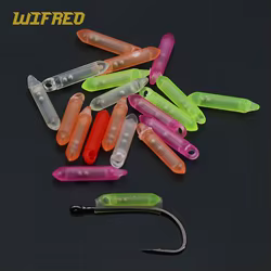 Wifreo 20 piezas sonajeros de plástico de 2 bolas sonajeros luminosos con tubo termorretráctil gusano suave señuelo duro aparejos de pesca con mosca