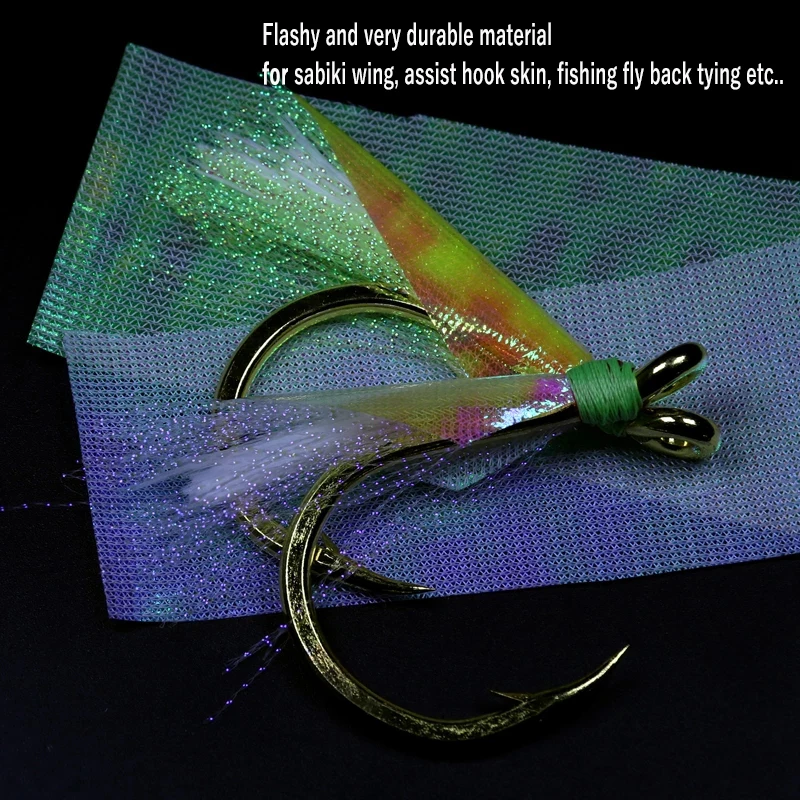 Wifreo-Película Flash holográfica metálica, 15cm x 110cm, parte trasera de malla, duradera, Sabiki, piel de pescado, asistente, gancho, Material de ala, camarón, mosca hacia atrás - imagen 3