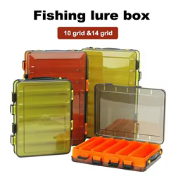 Caja de almacenamiento de aparejos de pesca, contenedor de cebos, accesorios de pesca, 14 compartimentos, doble cara