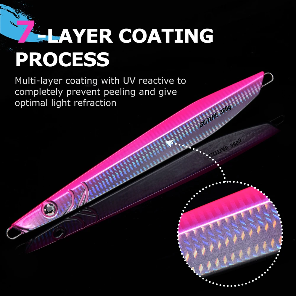 Goture-señuelo de pesca Jigging de Metal electrochapado, 300g/380g/400g/510g, cebo de velocidad de lanzamiento lento - imagen 3