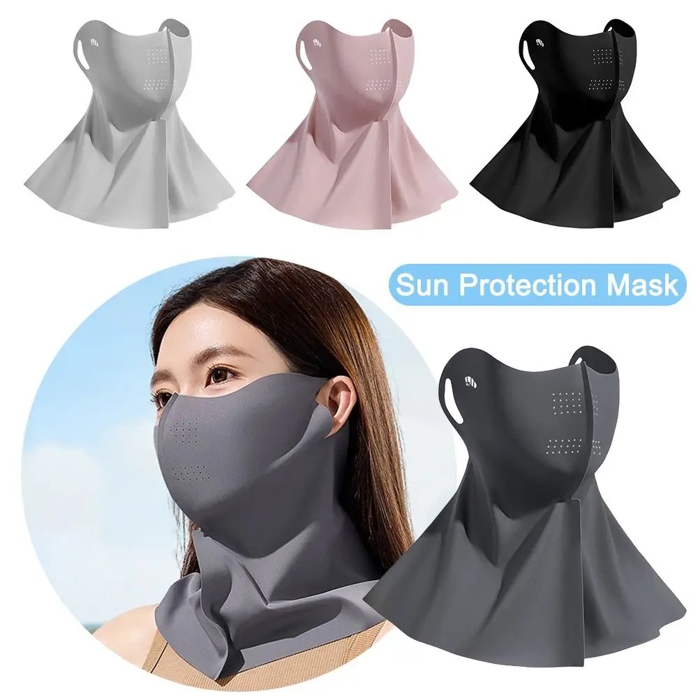 Nueva máscara de protección solar de seda de hielo UPF50 + 3D Anti-UV bufanda para el cuello protección del cuello cara completa sombrilla máscara facial al aire libre - imagen 2