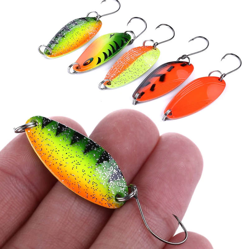 5 uds 4,5g pesca metal shone cuchara cebos spinner trucha BASS PIKE cuchara mini cebo wobbler profesional Metal Spinner cebos