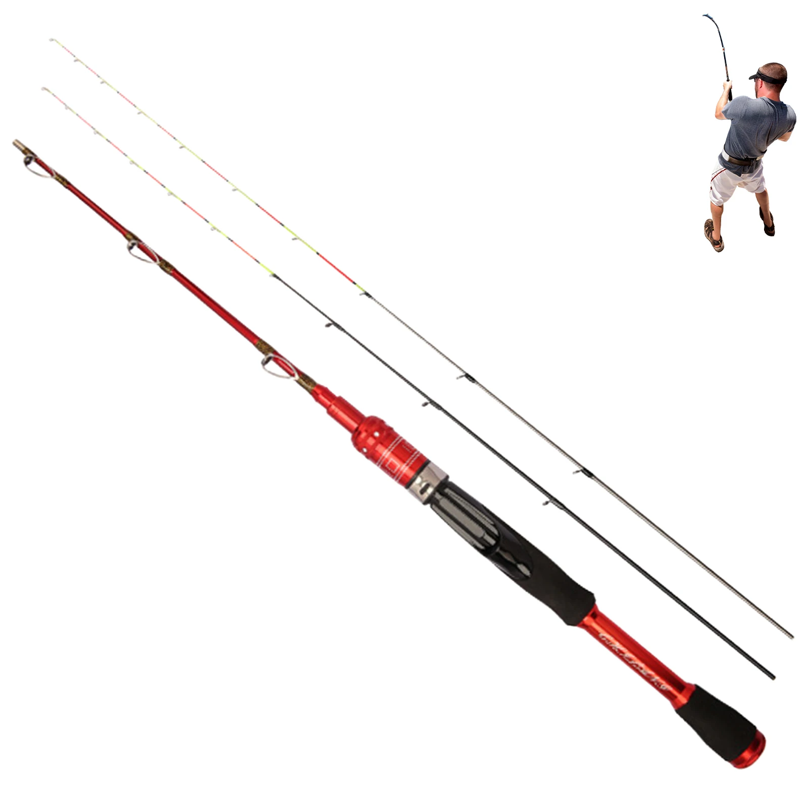 Caña de pescar portátil de 1,2-1,5 m, caña de pescar telescópica ultraligera de fibra de carbono para agua dulce y salada, accesorio de pesca al aire libre - imagen 4