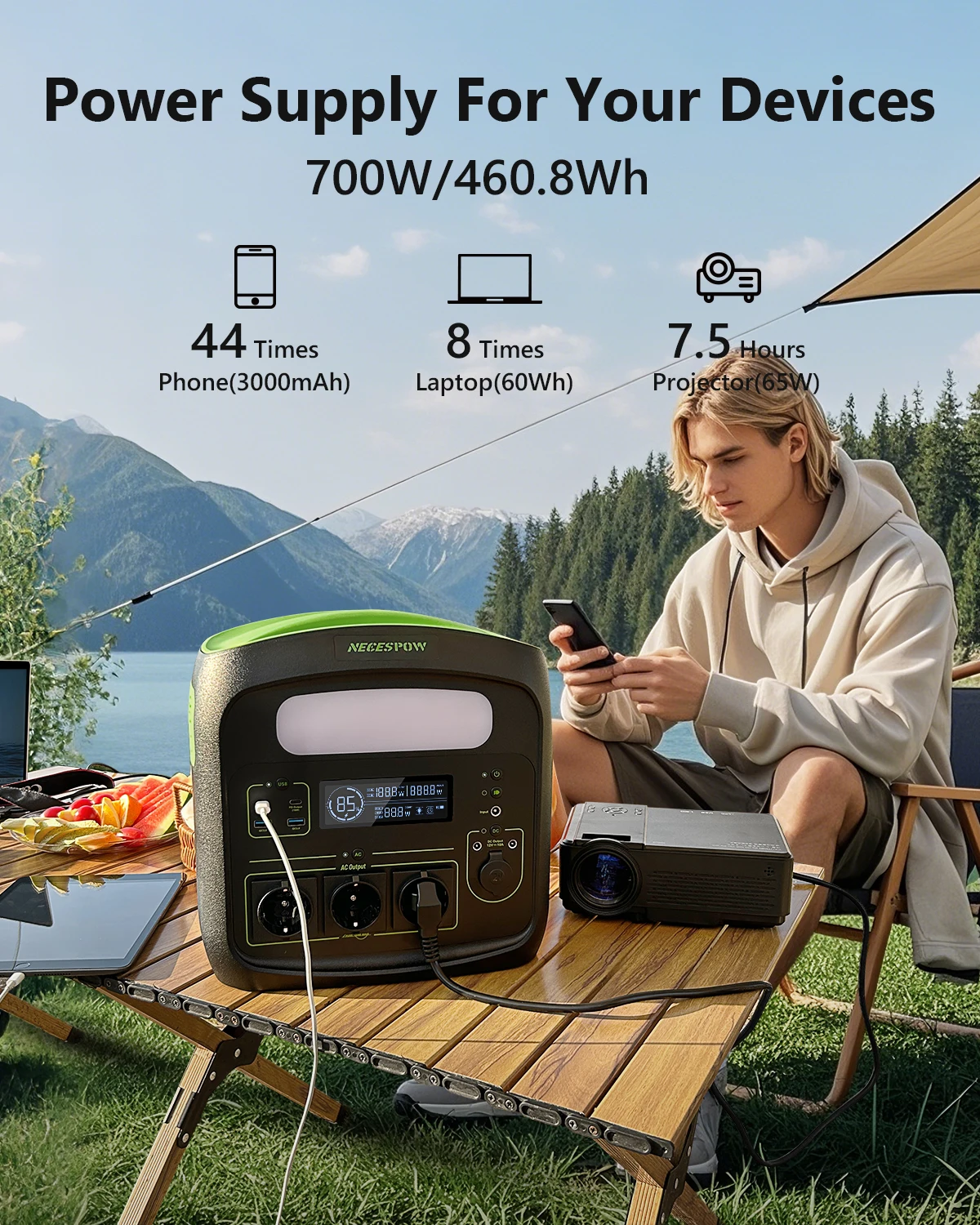N7576 Generador Solar Portátil para Pesca y Camping Al Aire Libre - imagen 5
