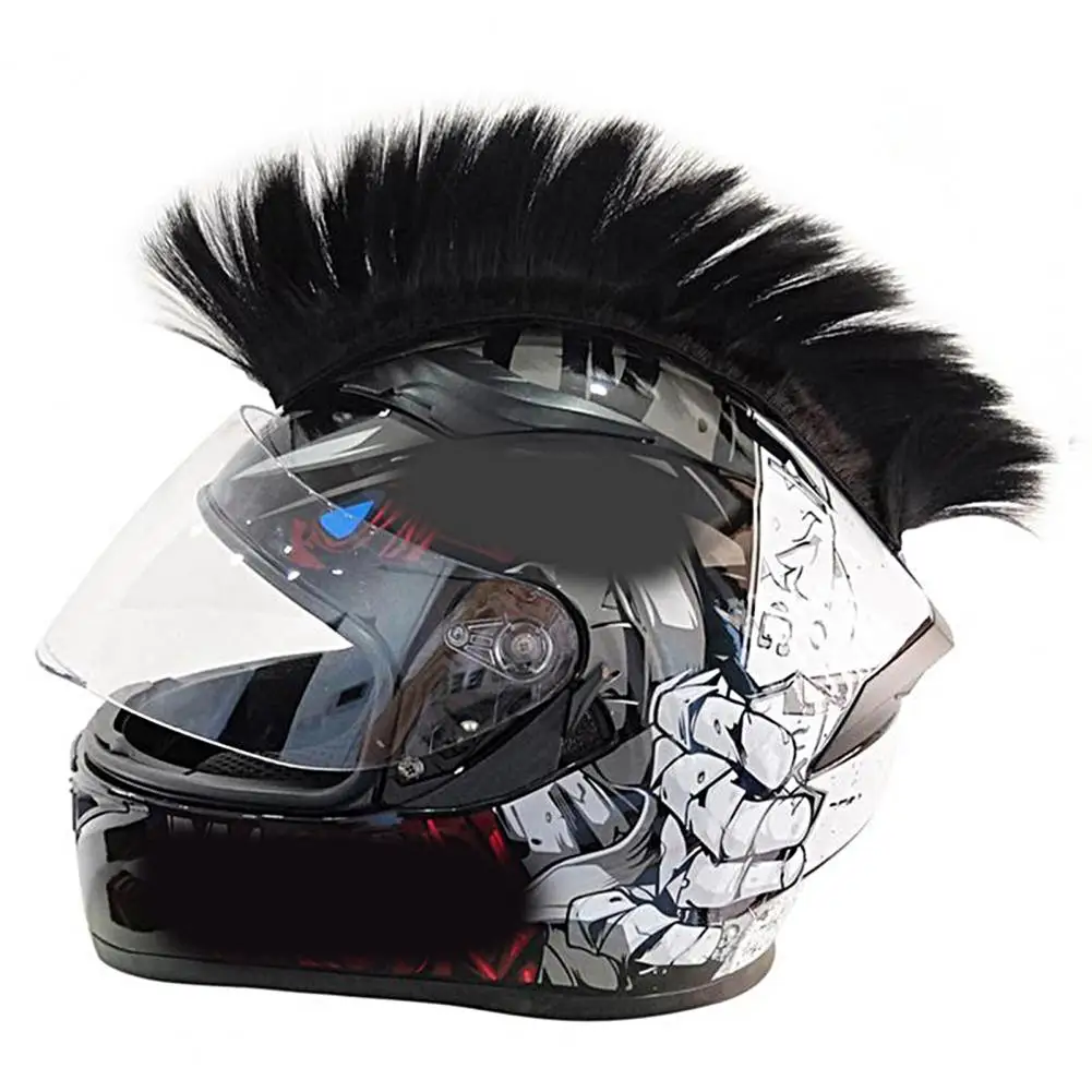 Peluca de casco cortable desmontable Pruiken Kleurrijke Hanekam Motocross seda Color brillante casco Mohawk ciclismo suministros para montar - imagen 4