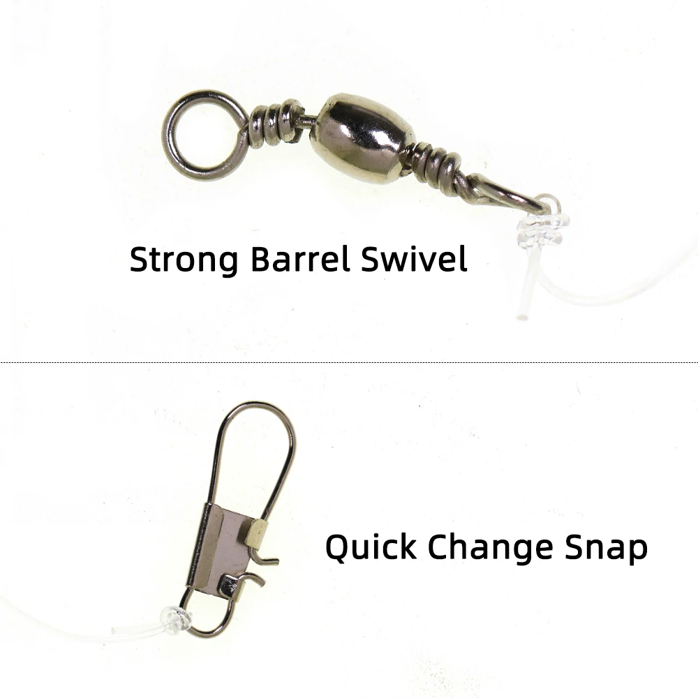 Ellllv 3 bolsas anzuelos ISEAMA anzuelos de cuerda Sabiki con púas antivibración con accesorios de pesca de agua salada giratorios y a presión - imagen 5