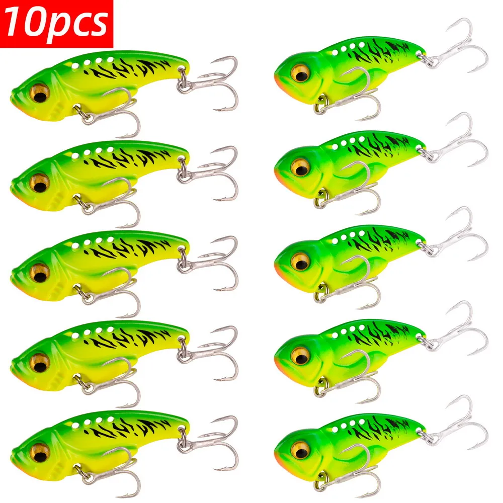 10 Uds Metal VIB 3-20g Kit de Señuelos de Pesca Mini cuchara vibratoria Spinner Crankbait Bass cebo duro Artificial cigarra aparejos de pesca