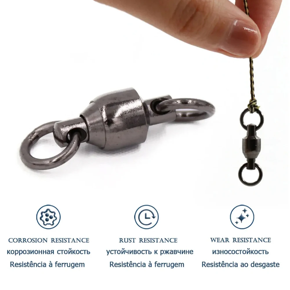 XIAOSHU-aparejos de pesca de acero inoxidable, rodamiento de bolas giratorio con anillo sólido, accesorios de pesca, accesorio de anzuelo, 20/30/50 piezas - imagen 5