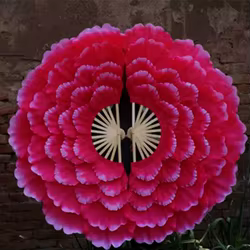 Abanico de baile medio plegado de 80/90cm, 4/5 capas, 10 estilos, abanico de baile cuadrado, accesorios de actuación en Club para adultos