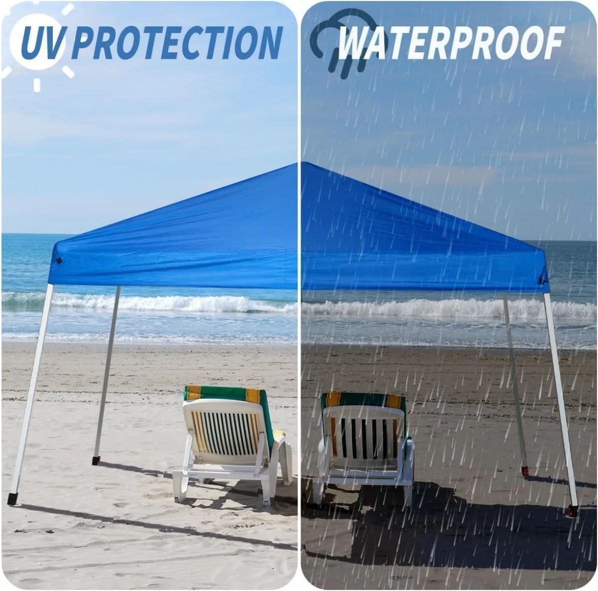 Refugio de lluvia para exteriores de 2x2m, tela Oxford impermeable para jardín, patio, Camping, nieve, lluvia, techo a prueba de sol, tienda parasol ultraligera portátil - imagen 4