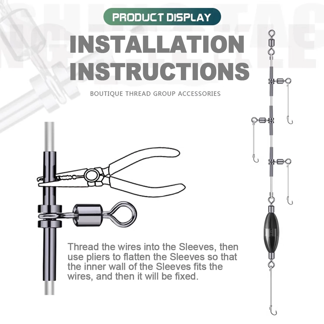 9KM 25 uds. Giratorios de 3 vías pesca línea cruzada engarzado conector giratorio en forma de T manga de engarzado giratorios pesca en agua salada - imagen 5