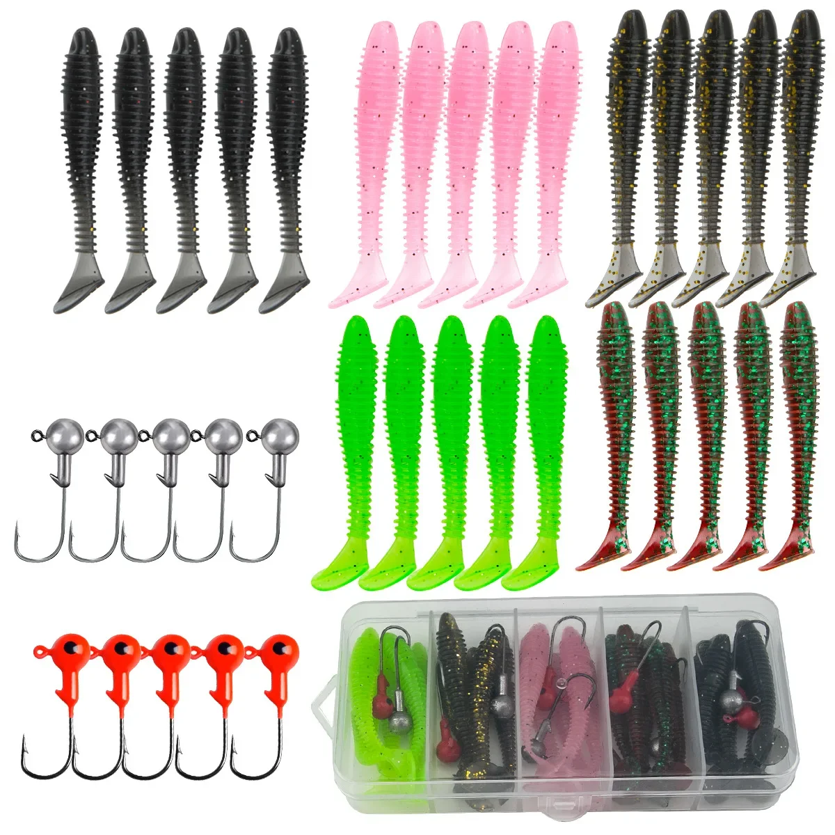 Señuelos de silicona espiral T‑Tail 5,5 cm – Cebo wobbler y minnow