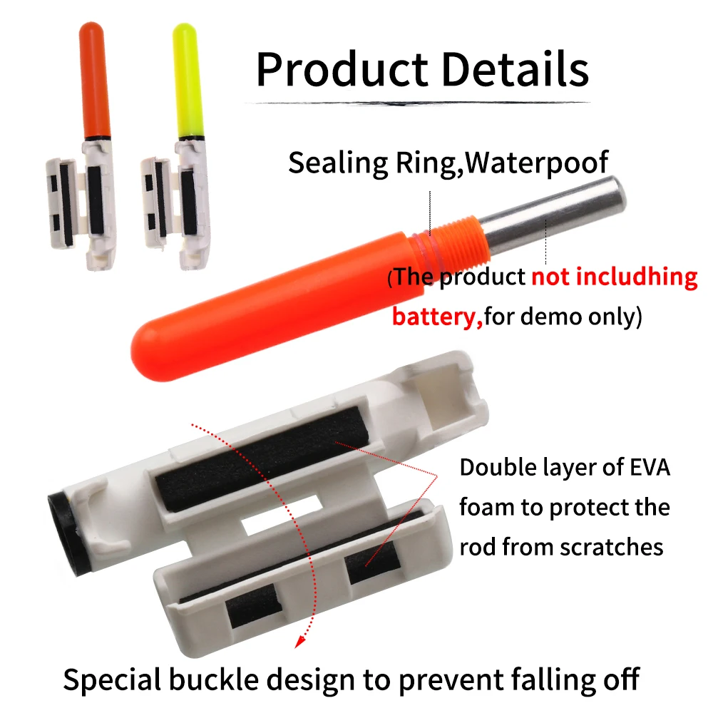 Ellllv-caña de pescar electrónica, palo luminoso, soporte de luz extraíble, resistente al agua, flotable, aparejos de pesca nocturna sin batería - imagen 5