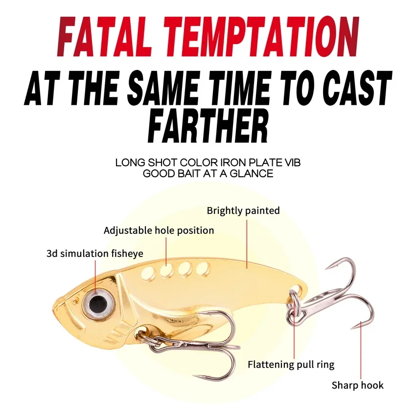 Señuelo de pesca de Metal VIB 3/7/10/15/20g, cuchara giratoria con vibración, Crankbait, cebo Artificial duro, aparejos de cicla VIB, 4 unids/lote - imagen 2