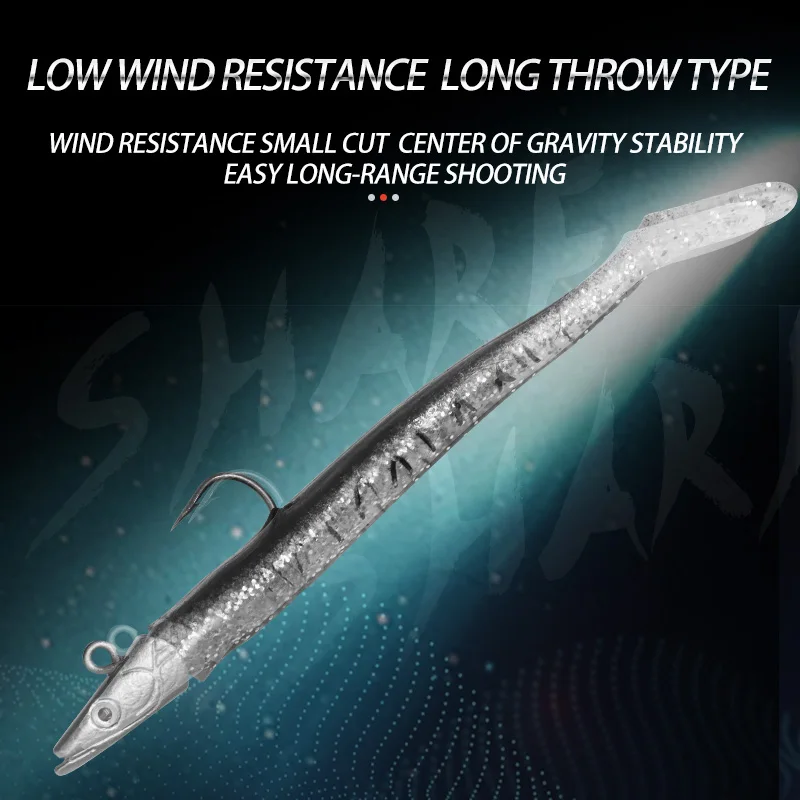 Señuelo de pesca biónico, venta al por mayor, cabeza de plomo de silicona, cebo de plástico suave con cabeza de anzuelo, cebo tipo lápiz que se hunde, 2 uds. - imagen 2