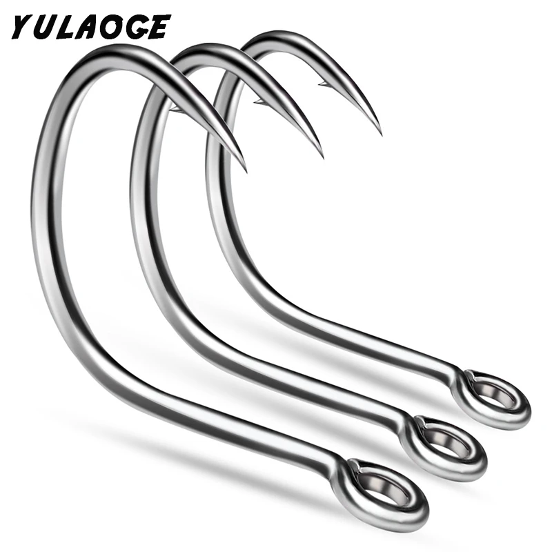 Anzuelo de pesca de mar con agujero, gancho de balanceo lento, con púas, gancho individual de acero de alto carbono, adecuado para pesca en el mar, 10 piezas - imagen 2