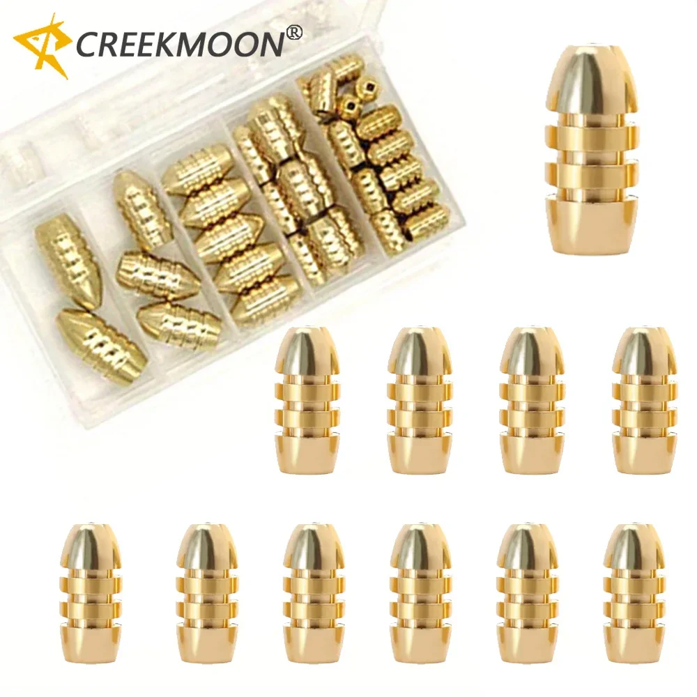 Juego de plomos de pesca de cobre, 5 tamaños, pesos 1,8-10g, 21 Uds., superficie lisa que reduce la resistencia, plomo para aparejos de pesca de lubina - imagen 4