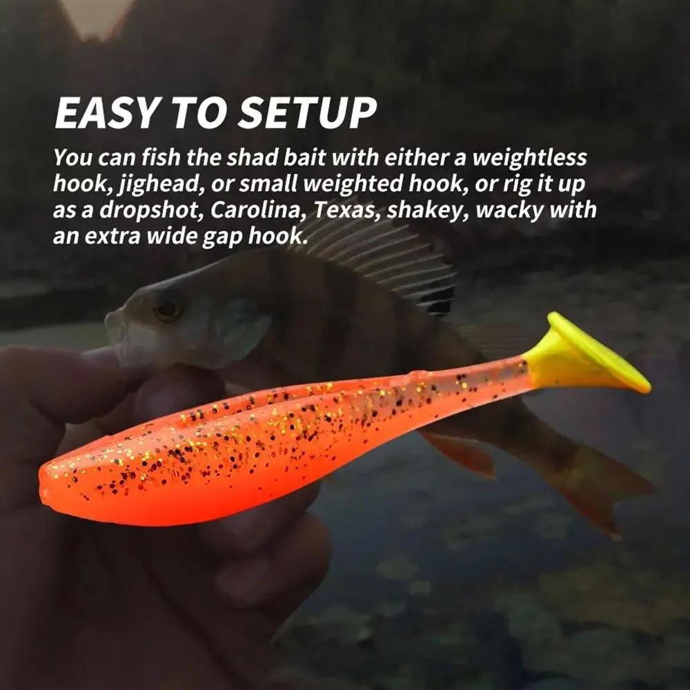 7 Uds. Señuelo de pesca flotante suave con cola en T duradero 8cm 5,1g cebos de pesca de paleta TPR de alta elasticidad - imagen 3