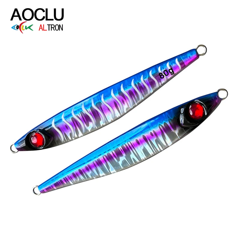 AOCLU señuelo de Jigging lento, 40g, 60g, 80g, plantilla de fundición brillante, cebos de Pesca, Señuelos de plantilla de Metal, aparejos de pesca de agua salada, peces de mar - imagen 5