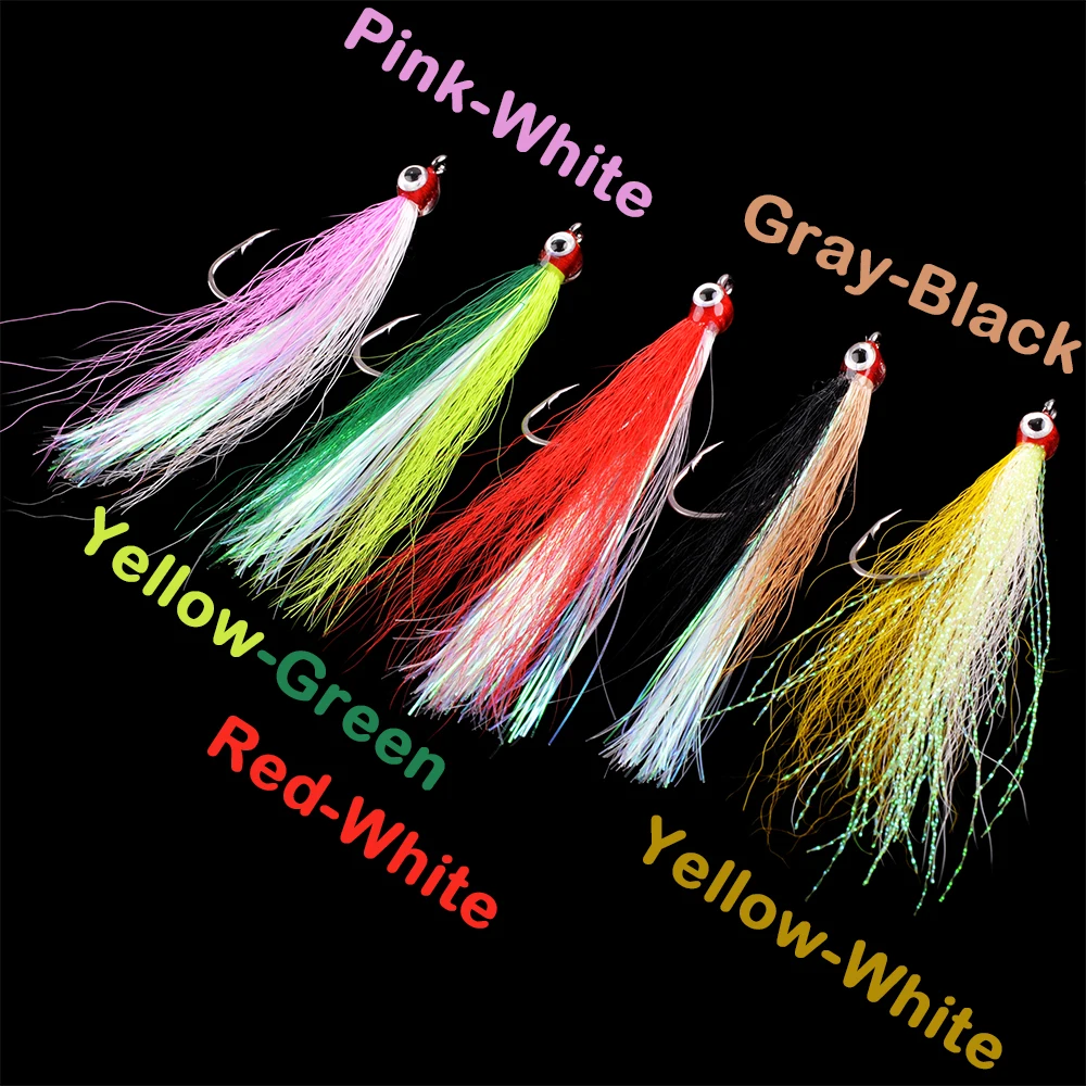 5 uds Bucktail Teasers anzuelos de pesca Steelhead Minnow pesca con mosca moscas señuelo para salmón trucha lubina - imagen 5