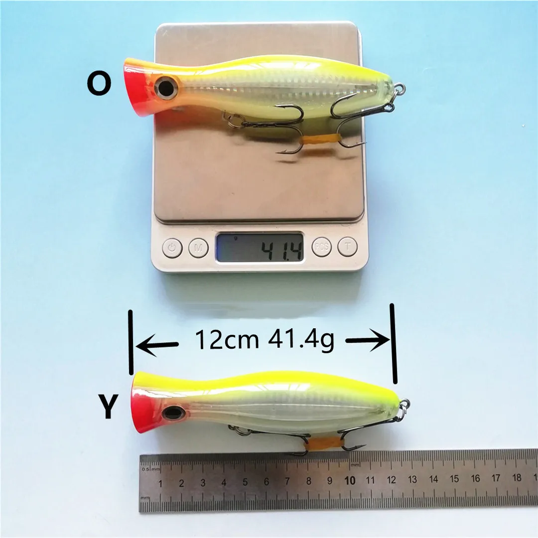 1 unidad de 12cm 40g Big Popper Wobbler duro Isca Artificial Topwater señuelo de pesca de tiro largo Crankbait cebo de pesca Lucio Leurre - imagen 2