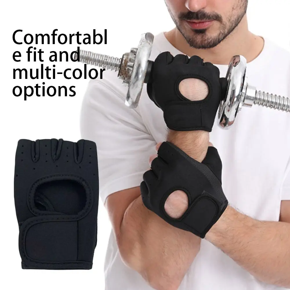 Guantes de Fitness de Palma de silicona, guantes de levantamiento de pesas antideslizantes transpirables, mitones de gimnasio para Fitness con espalda hueca para mujeres y hombres - imagen 5
