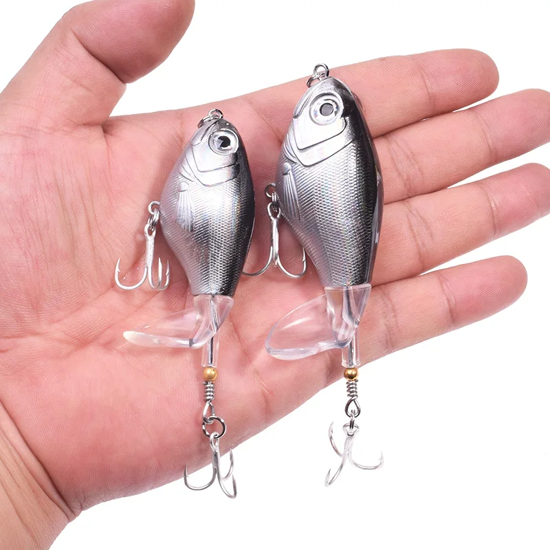 Señuelo de Pesca Topwater, 1 piezas, con hélice suave, cola giratoria, cebo Artificial duro para lubina, aparejos de Pesca flotantes - imagen 3
