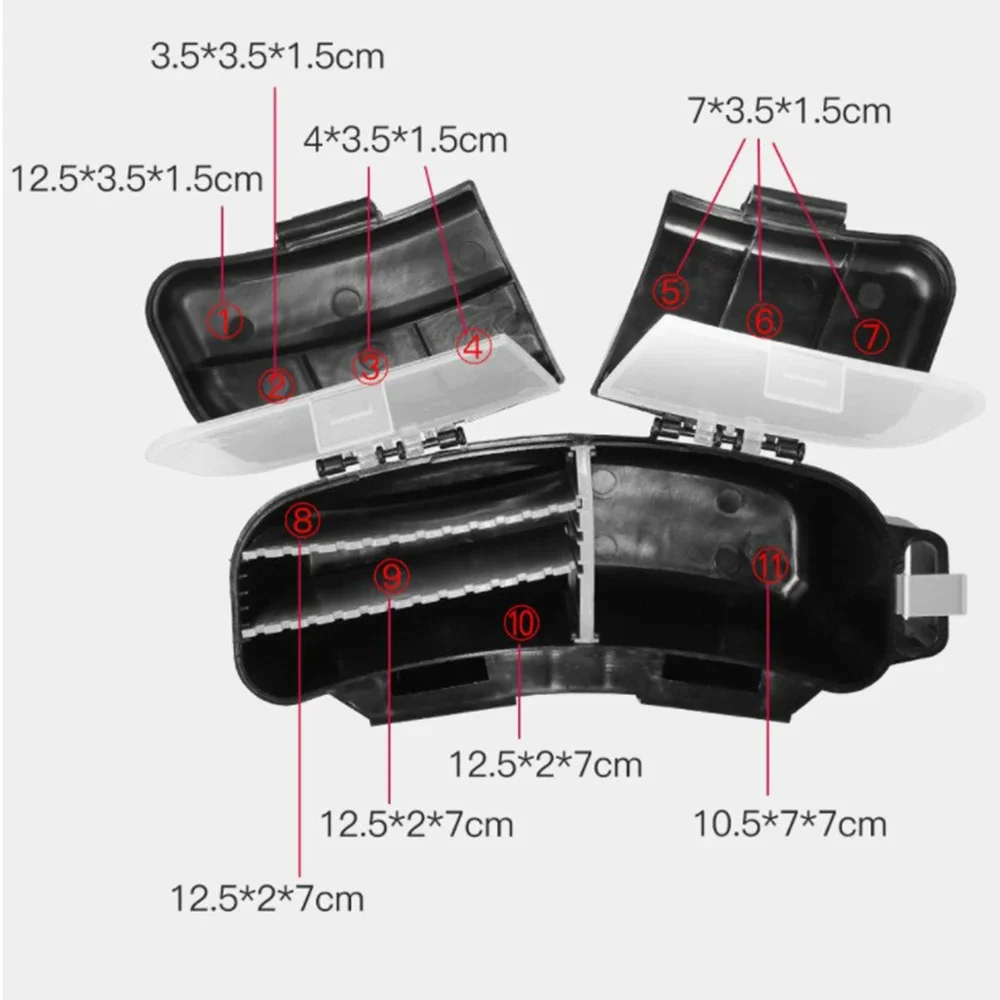 Caja de señuelos de pesca duradera, accesorio de herramientas, caja de anzuelos de cebo, estuche rígido colgante de cintura portátil, caja de señuelos de pesca, cajas de cintura ABS negro - imagen 5