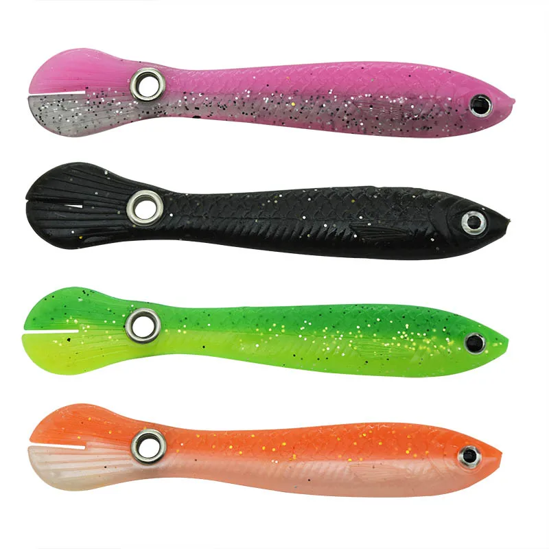 Señuelo de Pesca suave, cebo Artificial biónico de silicona para Pesca de lubina, 10cm/6g, 5 unids/lote - imagen 5