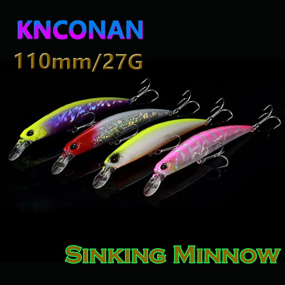 Señuelo de pesca de pececillo hundido, 110mm, 36g, galvanoplastia, Jerkbait, cebo duro Artificial para aparejos de pesca de lubina, 1 ud. - imagen 2