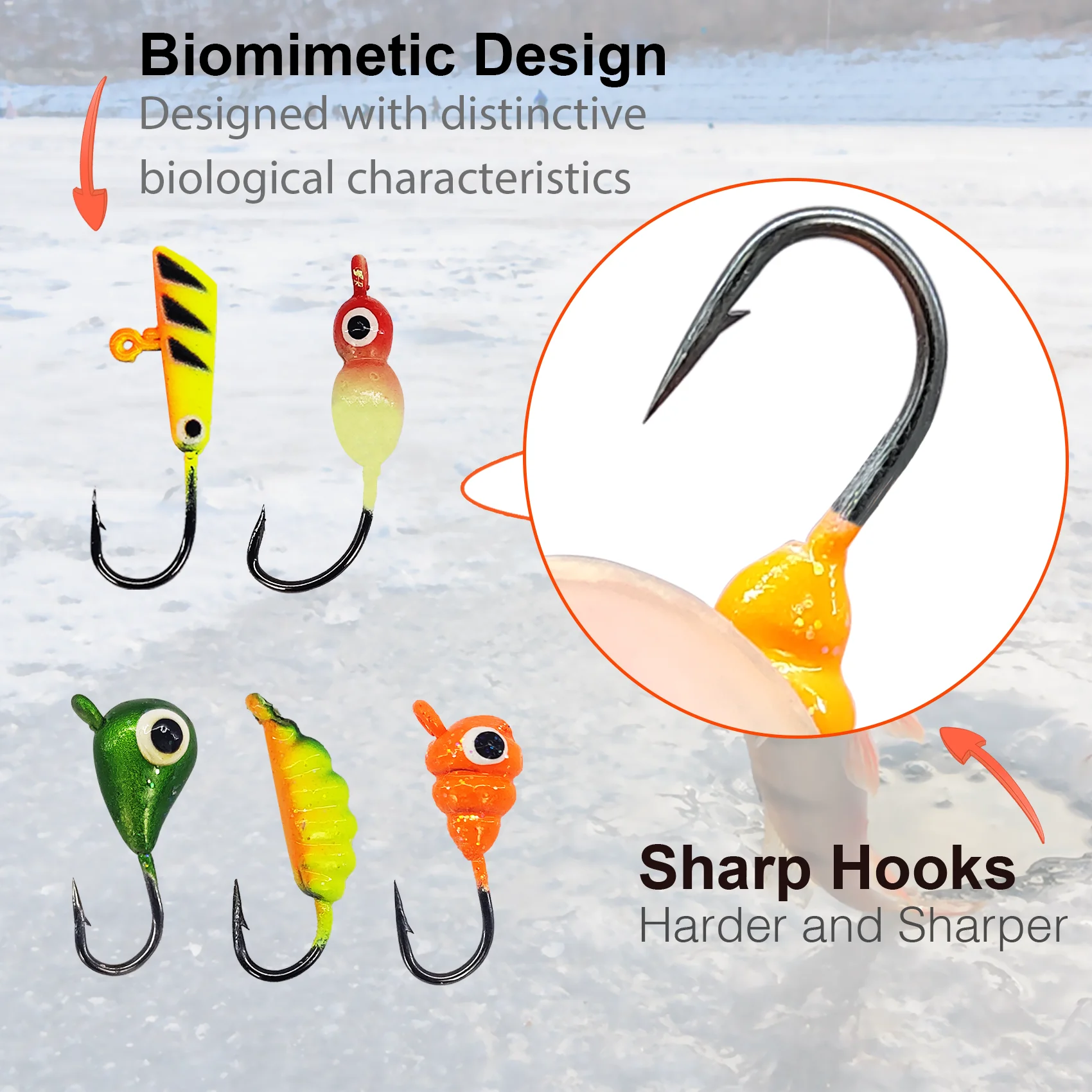 Avientik-Juego de cebo de pesca Artificial, anzuelos de pesca de hielo para invierno, perca de lubina, Crappie, 125-1,6g, 2,6 piezas - imagen 4