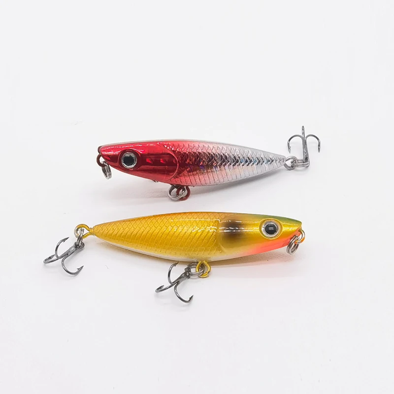Mini señuelo tipo lápiz flotante, 45mm/1,5g, cebo duro Artificial Topwater de fundición larga, wobblers para pesca de agua dulce, lubina, trucha