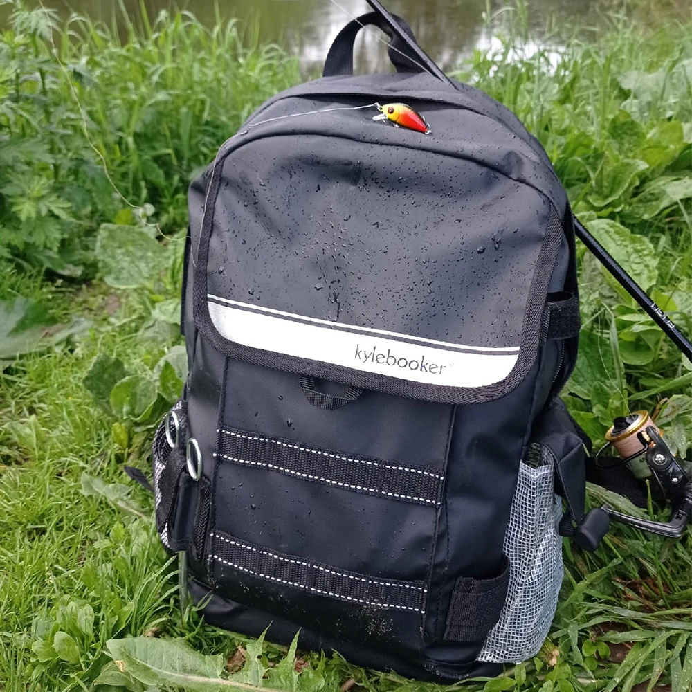 Mochila de pesca, bolsa de almacenamiento de aparejos con soportes para caña, trucha, deportes al aire libre, Camping y senderismo - imagen 4