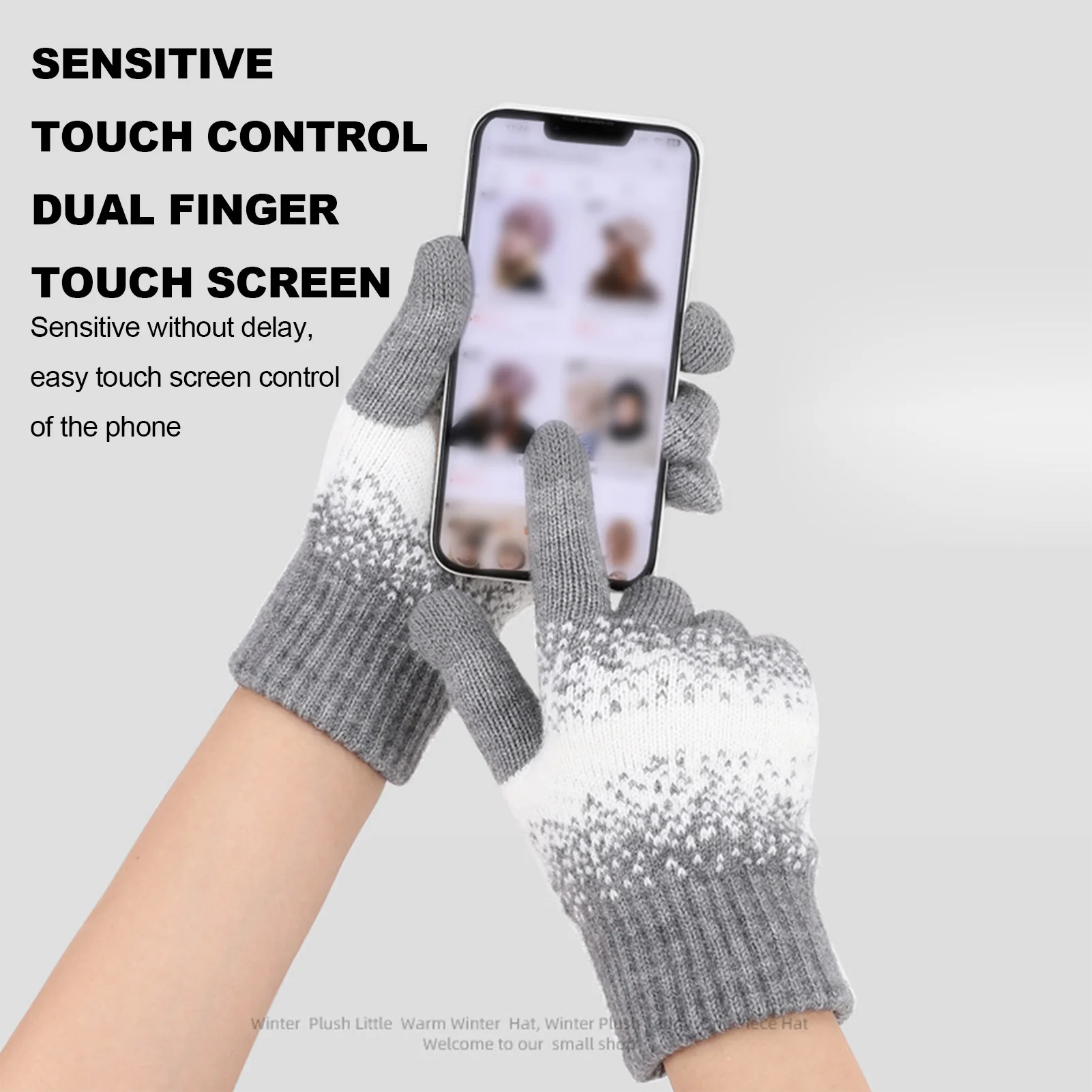 Guantes cálidos universales para invierno, pesca, ciclismo, Camping, viajes, guantes tejidos con pantalla táctil, guantes cálidos de felpa gruesos a prueba de viento - imagen 4