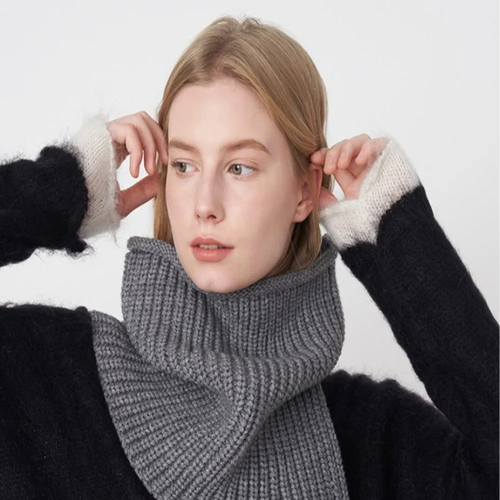 Bejirog-Pañuelo de punto de Color sólido, protección suave y agradable para la piel, frío y cálido, cuello de Cachemira a prueba de viento, Invierno - imagen 5