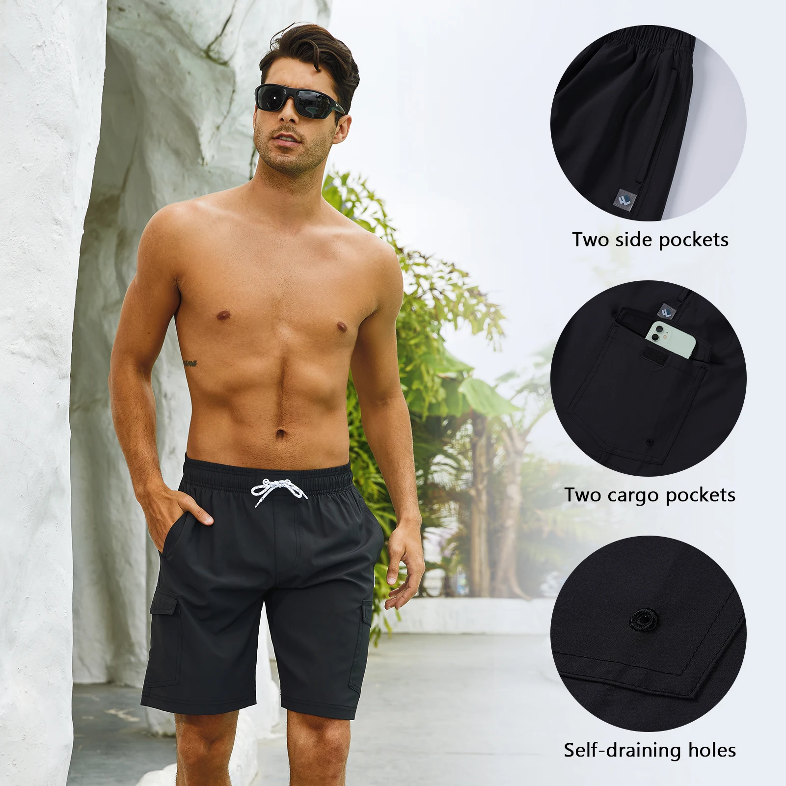 WILDBREATH bañador de 9 "para hombre, UPF 50 +, pantalones cortos de playa de secado rápido con forro de malla, trajes de baño ligeros - imagen 4