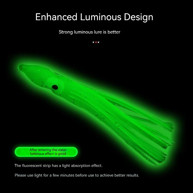 PRO BEROS 5 uds faldas de pulpo luminosas suaves señuelo 5-12cm silicona atún corrico con falda de calamar Jigging pesca en el mar cebo brillante - imagen 4